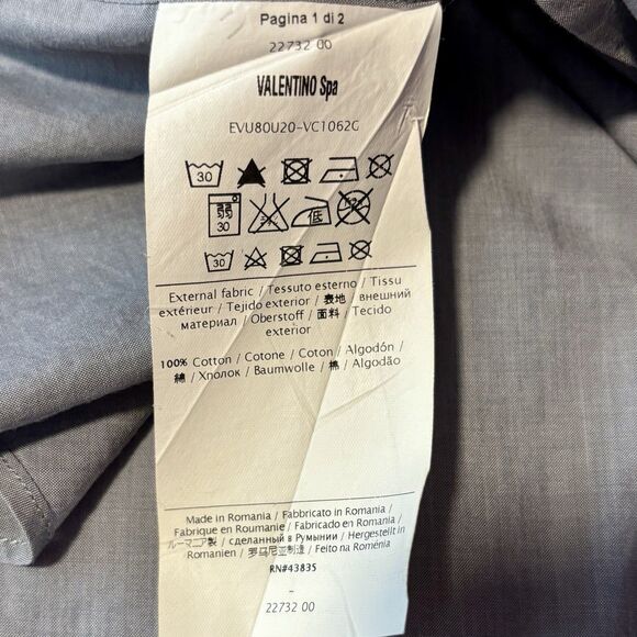 Valentino Tailored Fit Blue Button Up Shirt Men's Size 38-15 Medium Work Casual - Picture 9 of 10